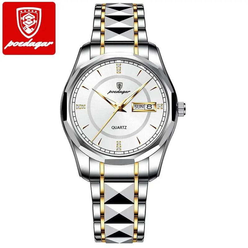 Men's Sport Watch Manufacturer - Poedagar Waterproof Luminous Stainless Steel Top Brand Luxury Business Date Quartz