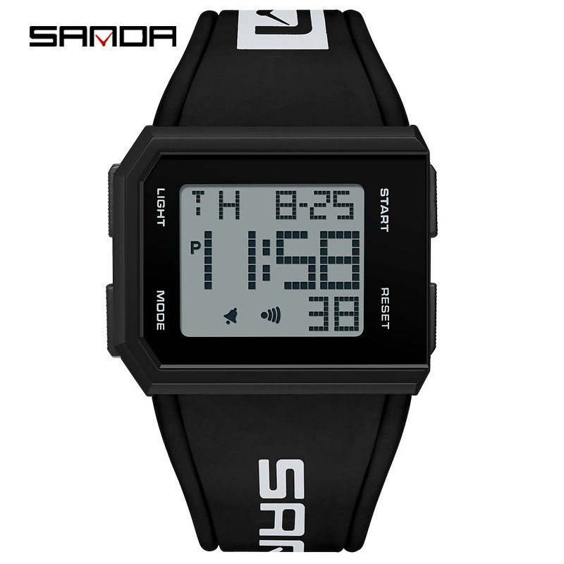 Men's Digital Watch Manufacturer - SANDA LED Light Waterproof Calendar Countdown Electronic Simple Male Clock
