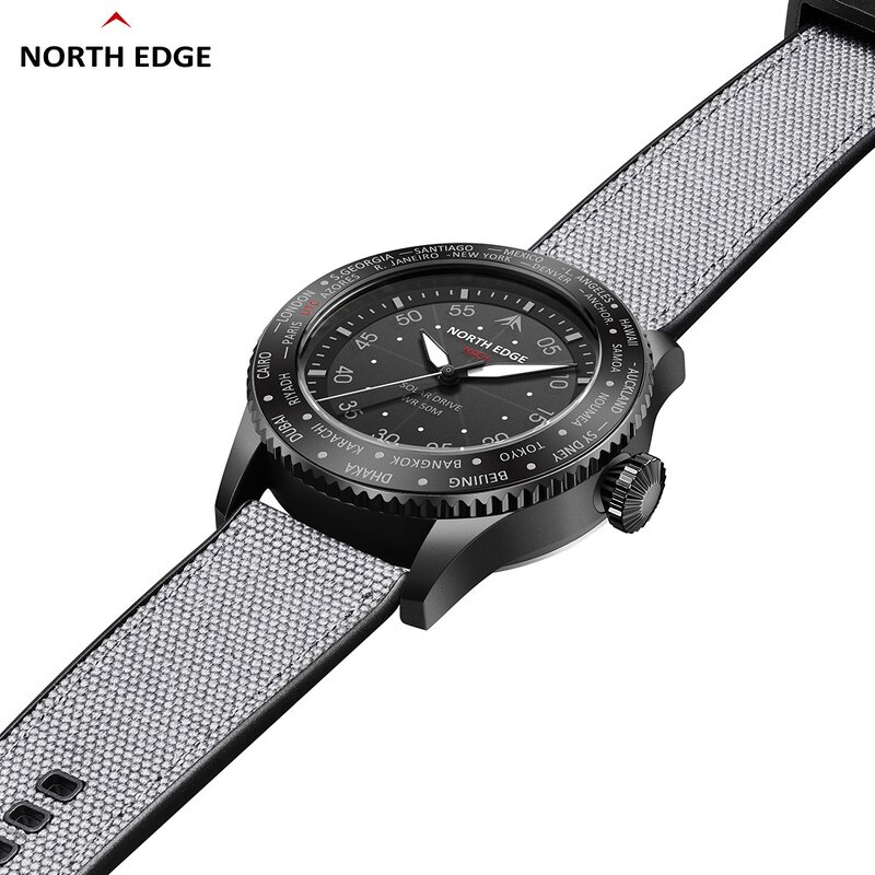 Men's Quartz Watch Manufacturer - NORTH EDGE MACH Solar Power Waterproof 50M Pilot Sports Luminous Environmentally