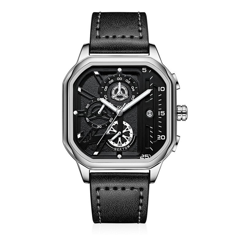 Men's Quartz Watch Manufacturer - 2024 New Design Popular with Genuine Band Chronograph Sport Square Waterproof Luxury