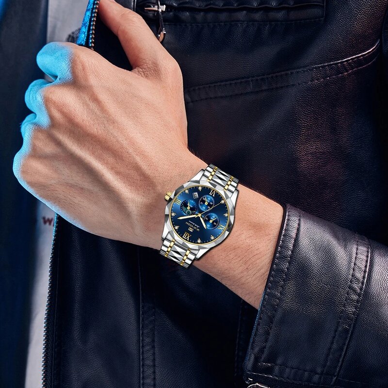 Men's Chronograph Watch Manufacturer - VA VA VOOM 2741 Sports Quartz Stainless Steel Three Needle Dial Waterproof