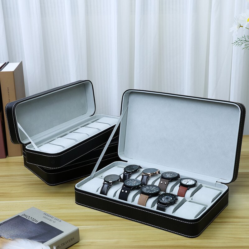 Watch Display Case Manufacturer - Household Luxury Collection 8 Slots Travel Trunk Zipper Box Gift