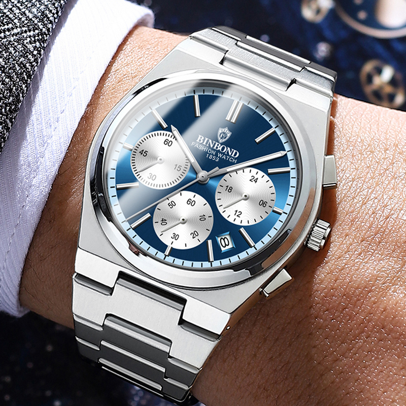 Men's Chronograph Watch Manufacturer - BINBOND New Top Brand Luminous 30M Waterproof Multifunctional