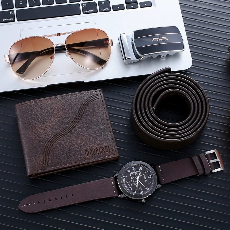 Men's Gift Set Manufacturer - Hot Sale 5pcs/set Creative Combination Suit Business Wallet Belt Glasses Watch Set