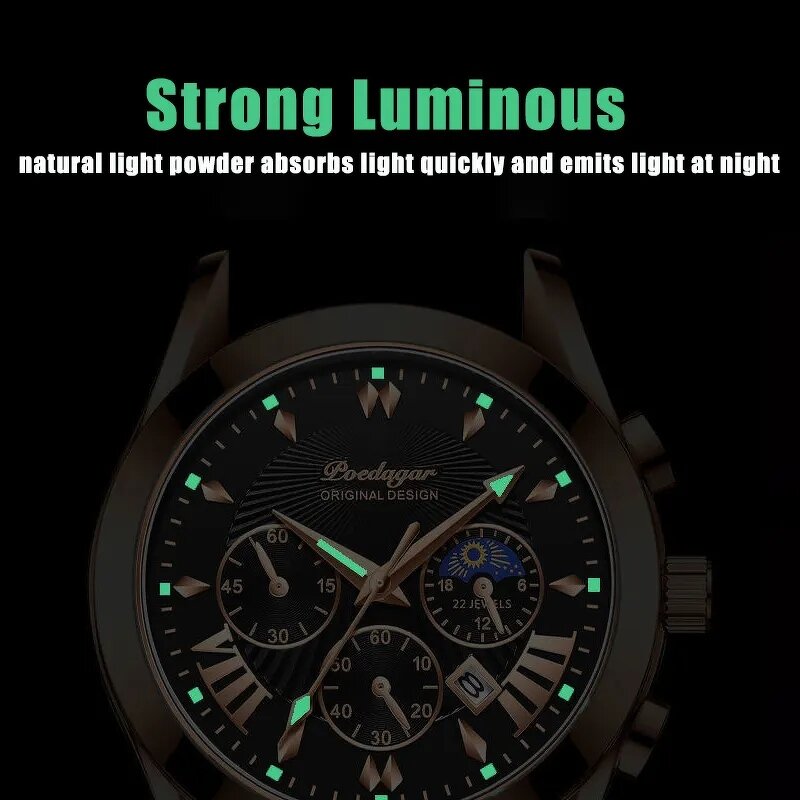 Men's Sport Watch Manufacturer - POEDAGAR 8058 Popular Leather Quartz Top Brand Shock Luxury Luminous Waterproof