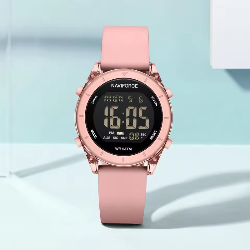 Women's Electronic Watch Manufacturer - NAVIFORCE 7108 Quartz Calendar Luminous Waterproof Silicone Strap Sports Digital