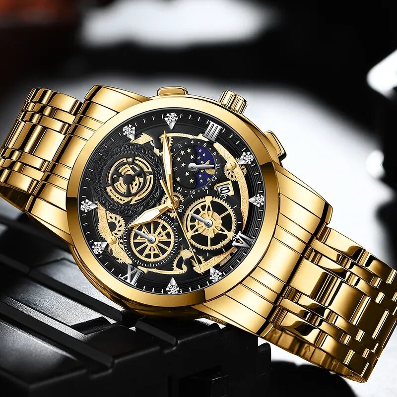 Men's Analog Watch Manufacturer - AVA VOOM 2023 Original New Waterproof Stainless Steel Quartz Fashion Business Sun Moon Star