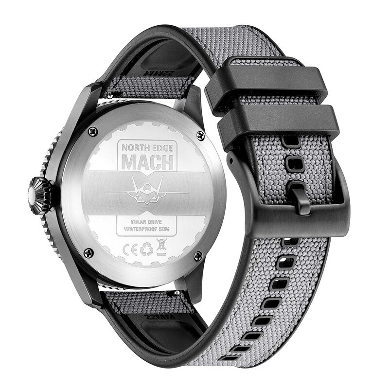 Men's Quartz Watch Manufacturer - NORTH EDGE MACH Solar Power Waterproof 50M Pilot Sports Luminous Environmentally
