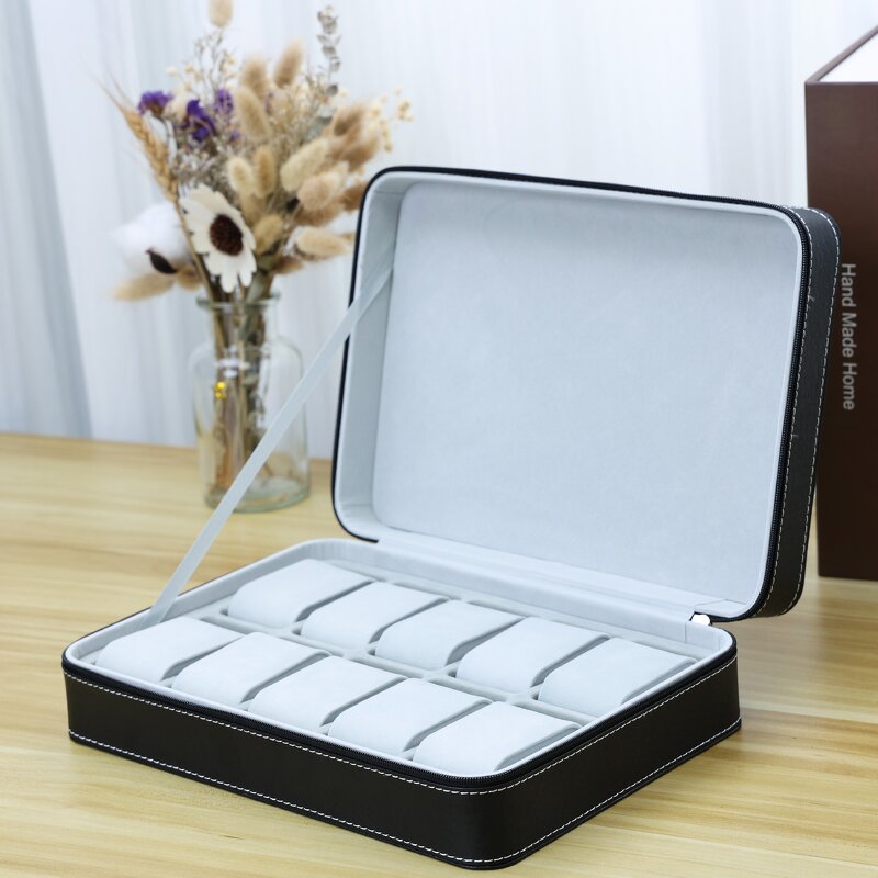 Watch Display Case Manufacturer - Household Luxury Collection 8 Slots Travel Trunk Zipper Box Gift