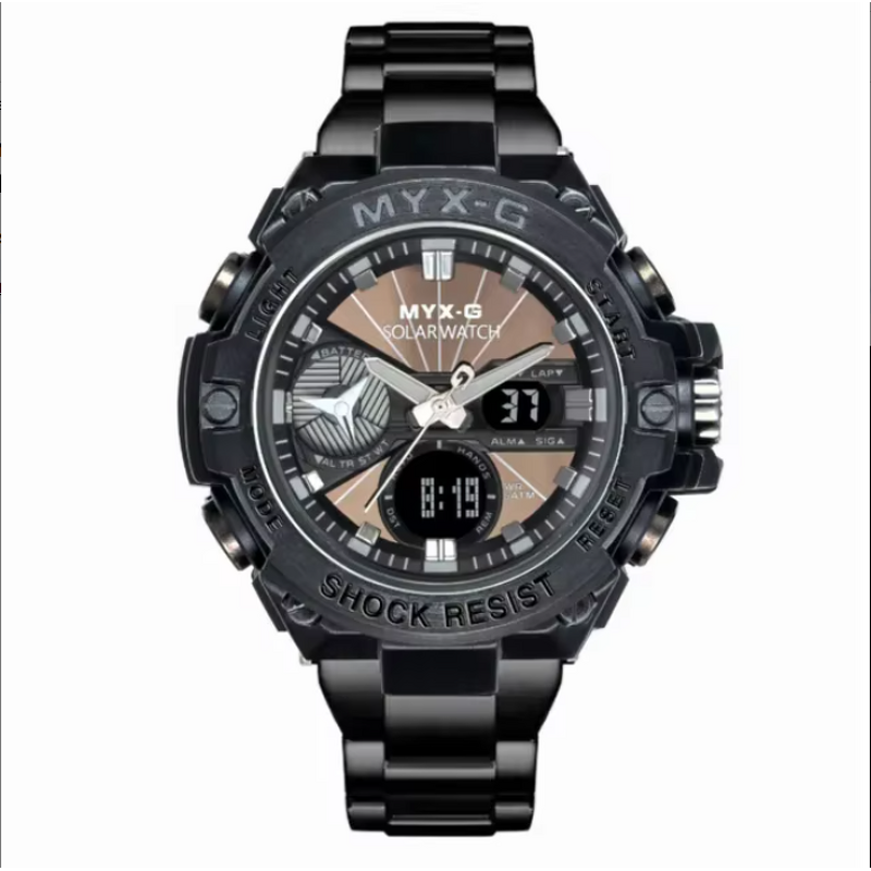 Men's Solar Watch Manufacturer - Solar Energy Endurance Light Kinetic Energy Timer Alarm Clock Rotating Windmill All Steel