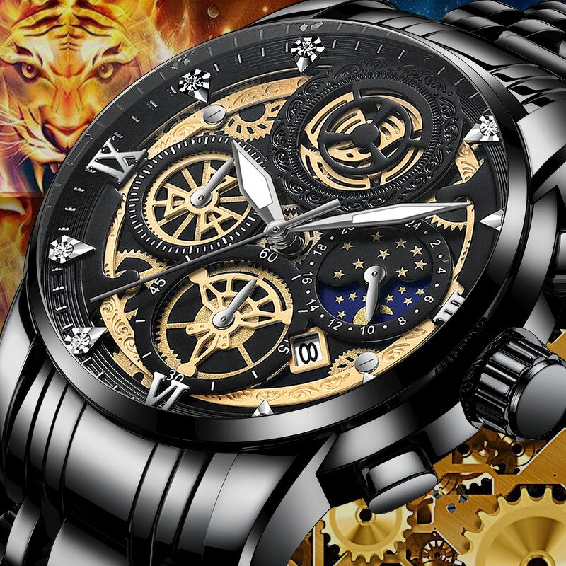 Men's Luxury Watch Manufacturer - VAVA VOOM 2452 Brand Fashion Stainless Steel Hollow Dial Calendar Quartz Business