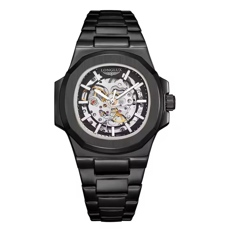 Men's Mechanical Watch Manufacturer - LONGLUX Automatic Luxury Waterproof Skeleton Business Wholesale Stainless Steel