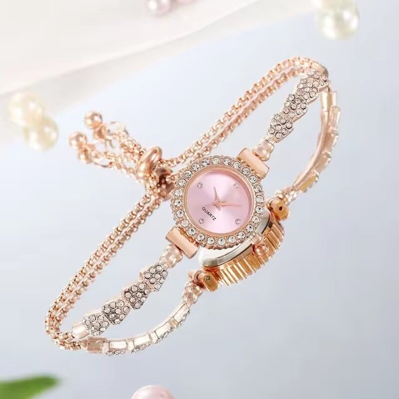 Women's Fashion Watch Manufacturer - Luxury Bracelet Rhinestone Steel Retro Ladies Quartz Wristwatch Dress