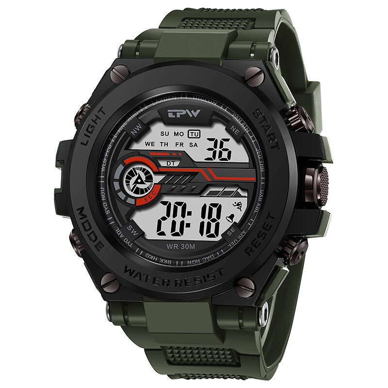Men's Electronic Watch Manufacturer - Custom Logo Steel Metal Sports Digital Big Dial Electronic Display Waterproof