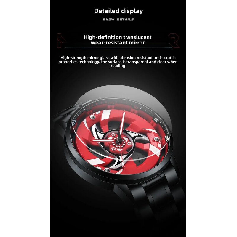 Men's Sports Watch Manufacturer - 2026 New 3D Real Man Waterproof Rotate Quartz Super Car Rim Spinning 360 Wheel