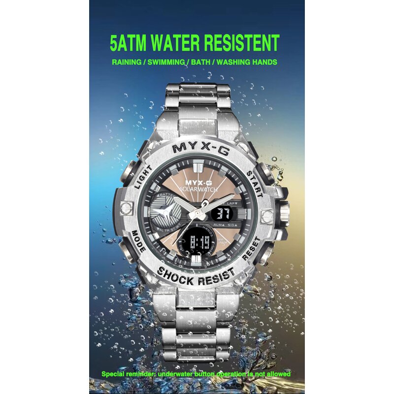 Men's Solar Watch Manufacturer - Solar Energy Endurance Light Kinetic Energy Timer Alarm Clock Rotating Windmill All Steel