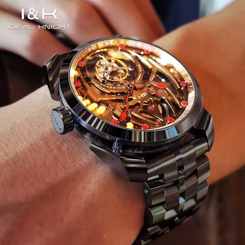 Men's Mechanical Watch Manufacturer - Knight 6802 Custom Logo Skeleton Hollow Miyota Waterproof Tourbillon Automatic