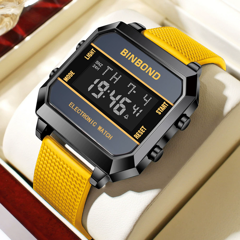 Men's Electronic Watch Manufacturer - BINBOND Business Sports Multifunctional Waterproof Silicone Strap Male Student Fashion