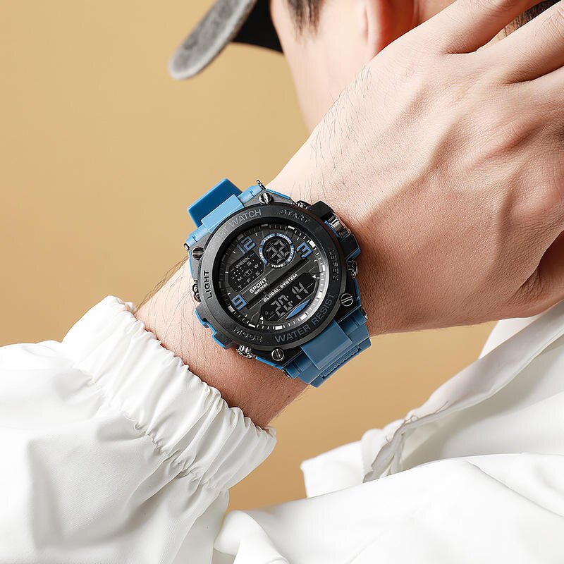 Men's Digital Watch Manufacturer - Wholesale Fashion Plastic Strap Chronograph LED Wristwatch Sports Electronic Gift