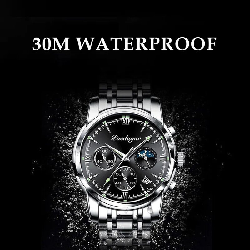 Men's Sport Watch Manufacturer - POEDAGAR 8058 Popular Leather Quartz Top Brand Shock Luxury Luminous Waterproof