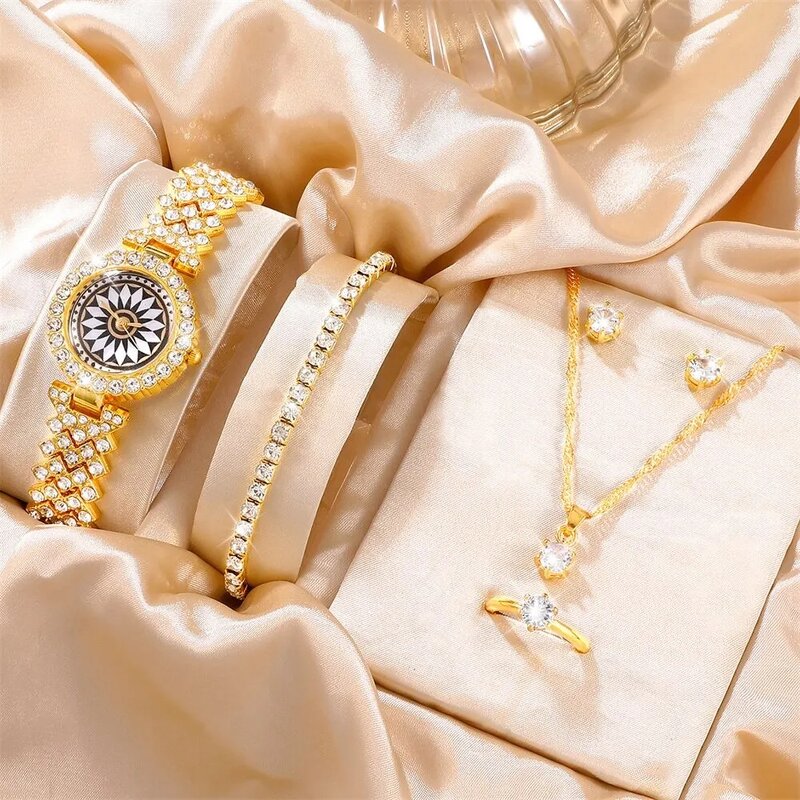 Women's Jewelry Set Manufacturer - 2025 Fashion Luxury Montre Bracelet Quartz Set Necklace Earring Set