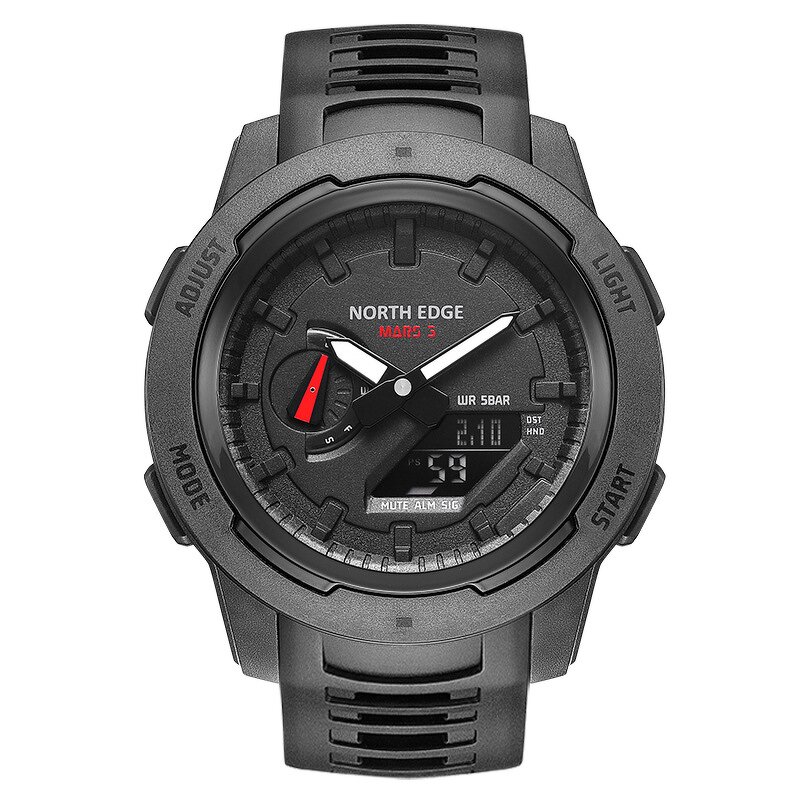 Men's Digital Watch Manufacturer - NORTH EDGE Mars 3 Carbon Fiber Case Waterproof 50M Outdoor Sports World Time LED