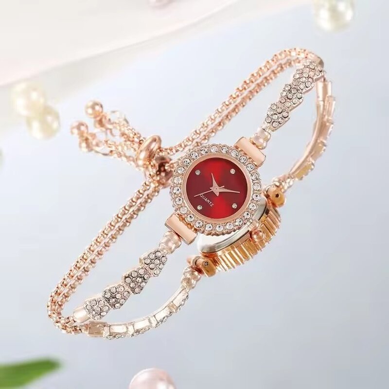 Women's Fashion Watch Manufacturer - Luxury Bracelet Rhinestone Steel Retro Ladies Quartz Wristwatch Dress