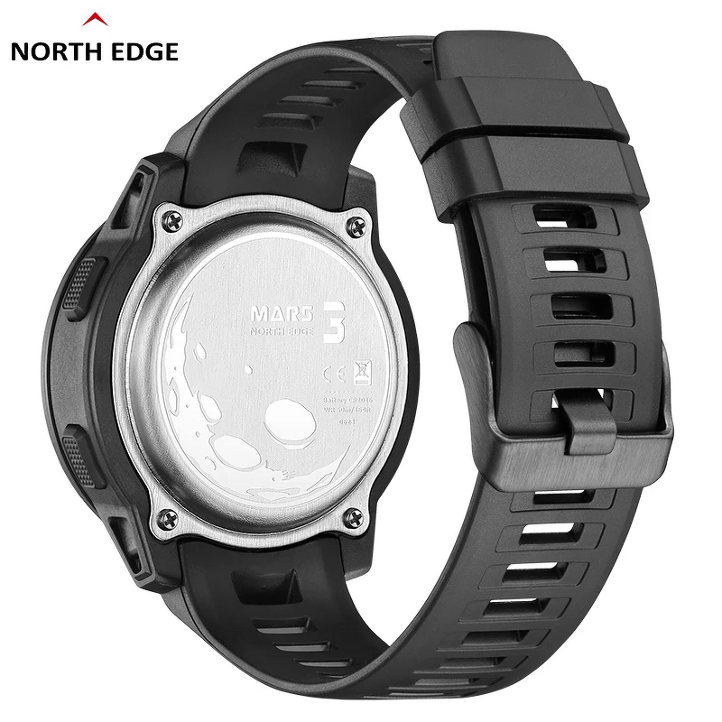 Men's Digital Watch Manufacturer - NORTH EDGE Mars 3 Carbon Fiber Case Waterproof 50M Outdoor Sports World Time LED