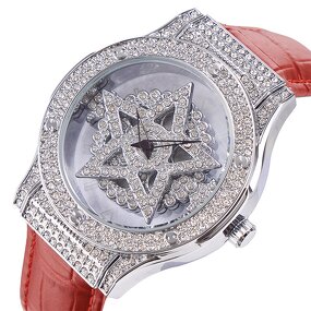 Women's Quartz Watch Manufacturer - 2024 Starry Bling Ladies Leather Band Luxury Diamond Waterproof Analog