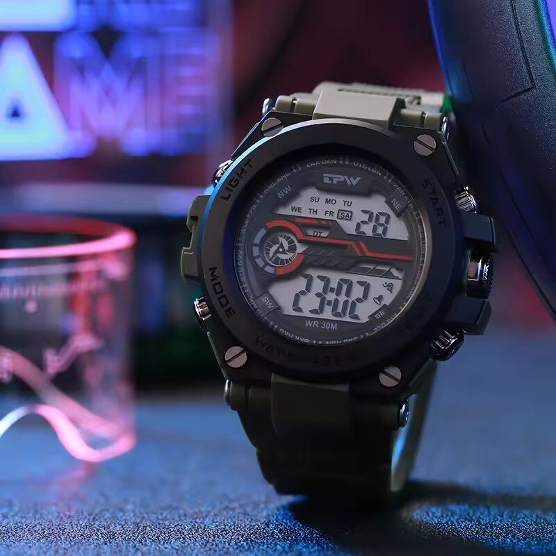 Men's Electronic Watch Manufacturer - Custom Logo Steel Metal Sports Digital Big Dial Electronic Display Waterproof