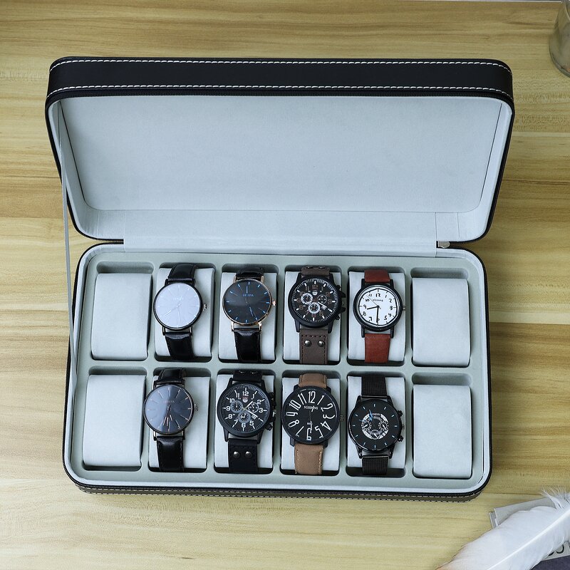 Watch Storage Case Manufacturer - 6 10 12 Slots Portable Organizer with Handle