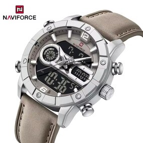 Men's Quartz Watch Manufacturer - NAVIFORCE 9263 Creative Original Sport Waterproof Leather Strap Digital Clock