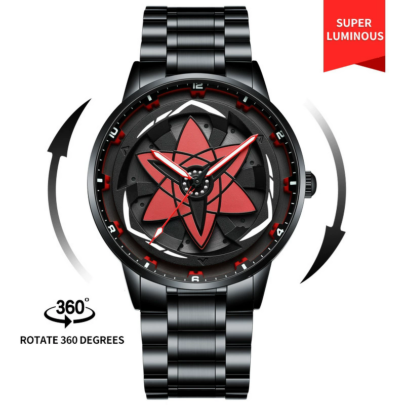 Men's Anime Watch Manufacturer - Japanese Anime Ninja Rim Hub Sports Car Quartz Waterproof Sport Wheel Wristwatch