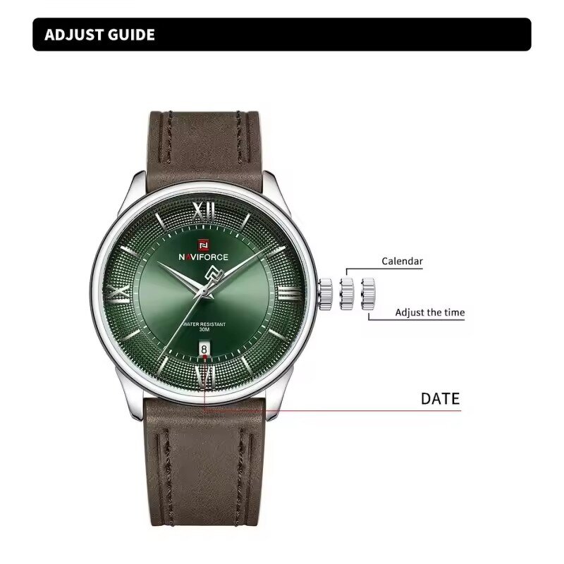 Men's Business Watch Manufacturer - NAVIFORCE 9272 Quartz Leather Strap Waterproof Casual Elegant