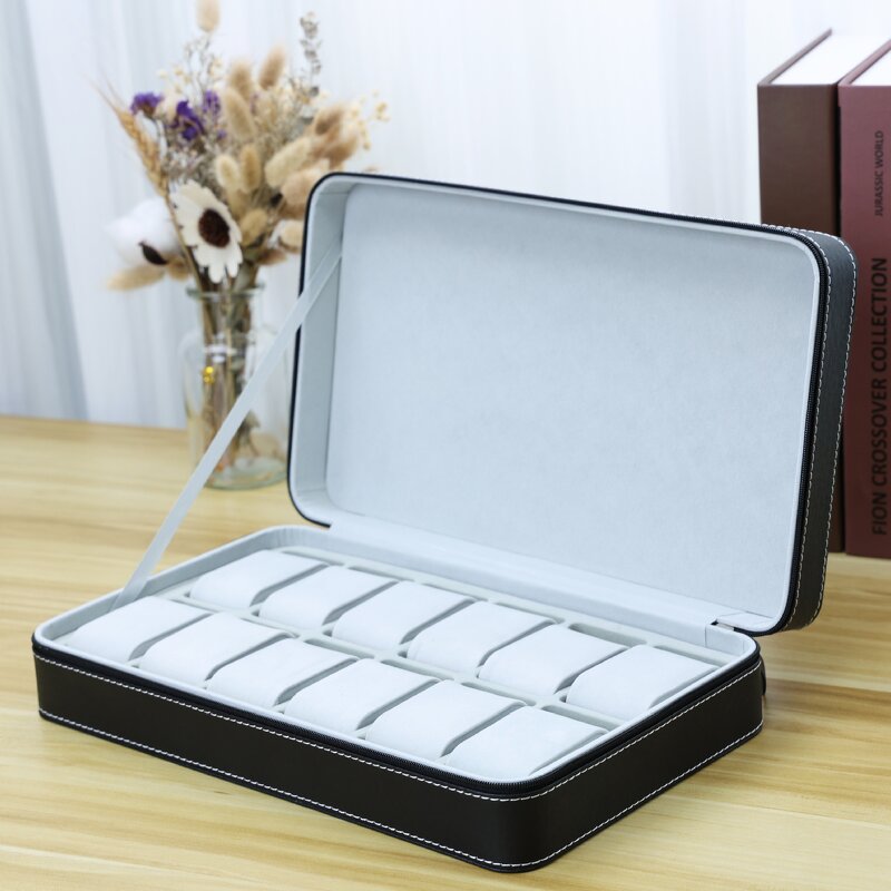 Watch Display Case Manufacturer - Household Luxury Collection 8 Slots Travel Trunk Zipper Box Gift