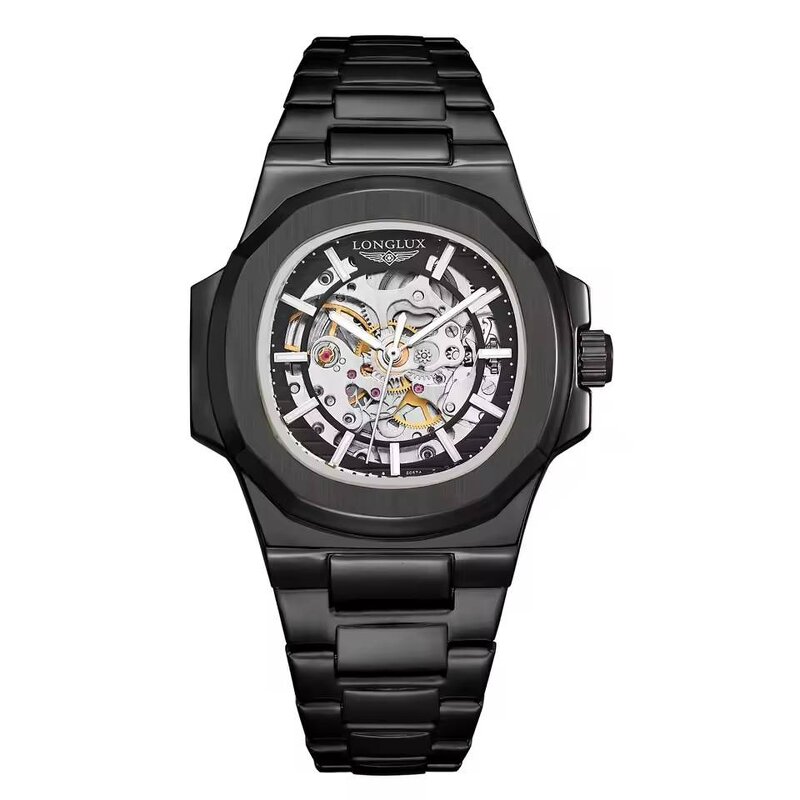 Men's Mechanical Watch Manufacturer - LONGLUX Automatic Luxury Waterproof Skeleton Business Wholesale Stainless Steel