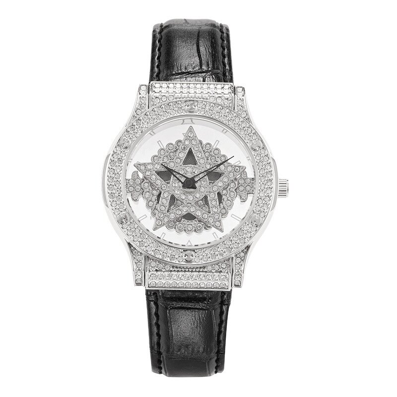 Women's Quartz Watch Manufacturer - 2024 Starry Bling Ladies Leather Band Luxury Diamond Waterproof Analog