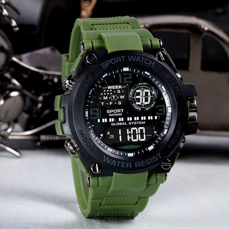 Men's Digital Watch Manufacturer - Wholesale Fashion Plastic Strap Chronograph LED Wristwatch Sports Electronic Gift