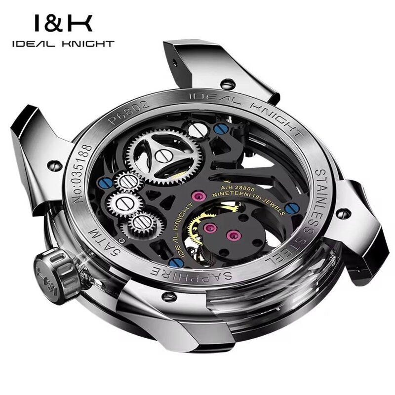Men's Mechanical Watch Manufacturer - Knight 6802 Custom Logo Skeleton Hollow Miyota Waterproof Tourbillon Automatic