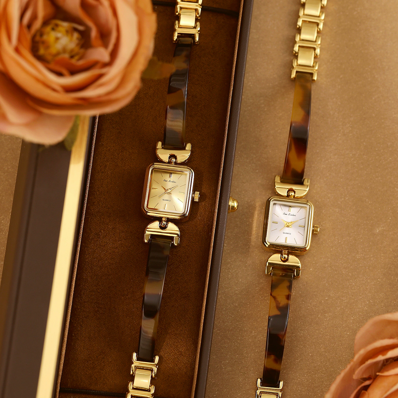 Women's Retro Watch Manufacturer - BS Bee Sister FA1893 French High-end Bracelet with Tortoiseshell Amber Resin Strap