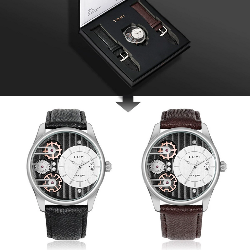 Men's Gift Set Manufacturer - TOMI Set Gift Box Minimalist Business Quartz Luxury Versatile Double Strap Detachable