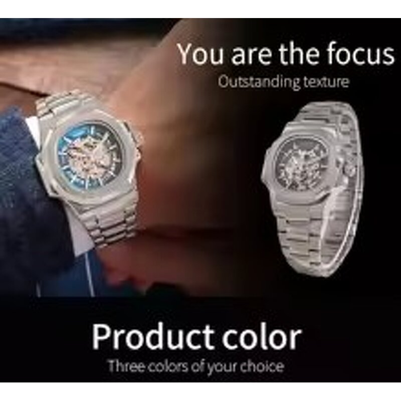 Men's Mechanical Watch Manufacturer - LONGLUX Automatic Luxury Waterproof Skeleton Business Wholesale Stainless Steel