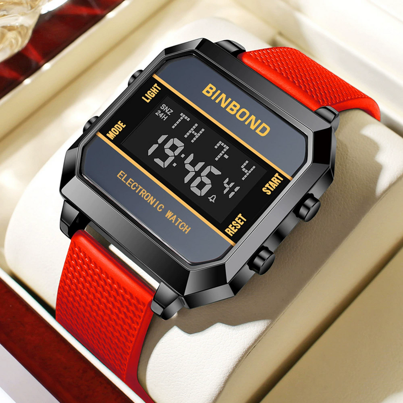 Men's Electronic Watch Manufacturer - BINBOND Business Sports Multifunctional Waterproof Silicone Strap Male Student Fashion