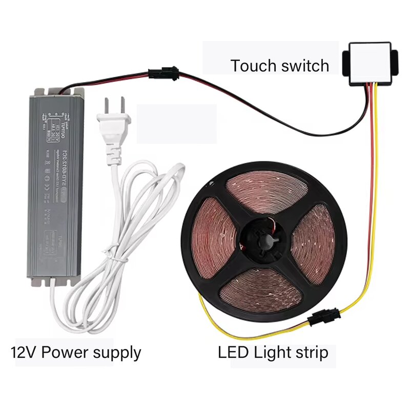 Bathroom Cosmetic Mirror LED Light Touch Switch - DC12V 3A 36W Single-key Three-color