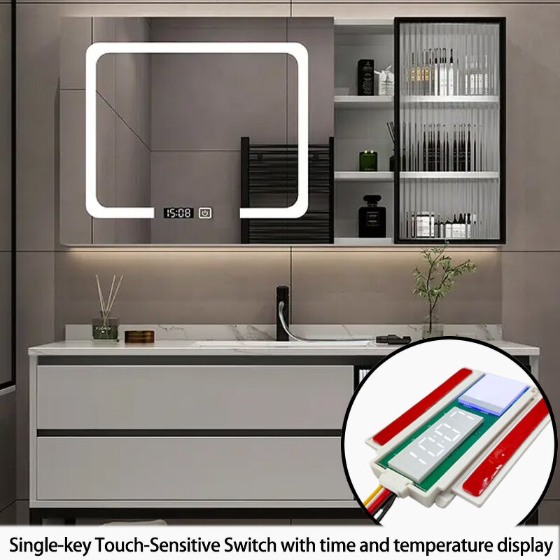 LED Light Mirror Touch Sensor Switch - Slim DC12V 5A 60W Time&Temperature Display Defogger Stepless Dimmer