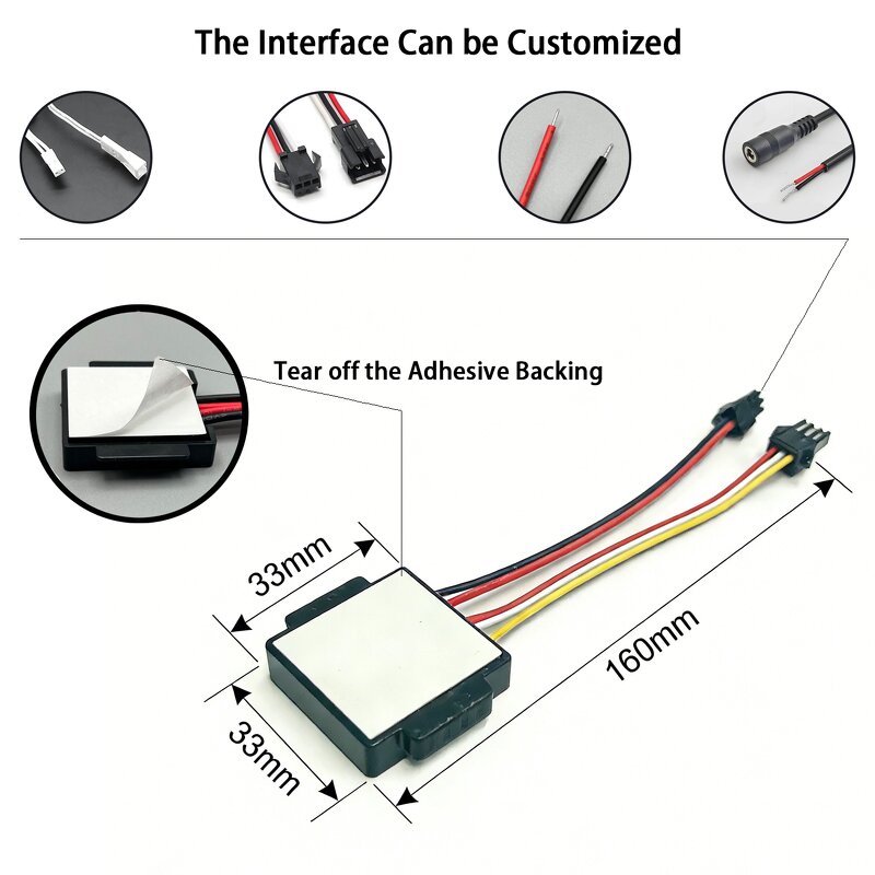 Bathroom Cosmetic Mirror LED Light Touch Switch - DC12V 3A 36W Single-key Three-color