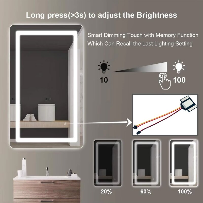 Interruptor De Sensor Touch Para Espejos Led - Dimmer Interruptor Tactil Para Espejos Inteligentes De Baño