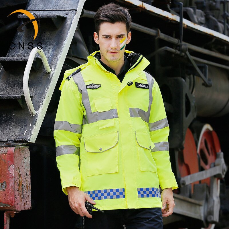 Reflective Safety Jacket - Custom Cotton-Padded Multifunctional Traffic Raincoat