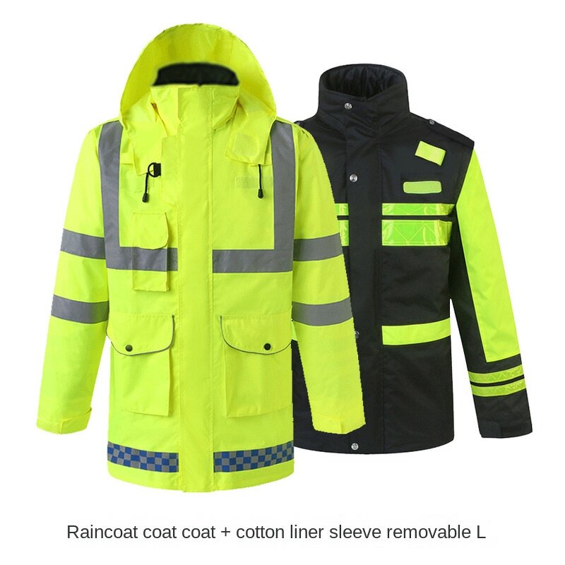 Reflective Safety Jacket - Custom Cotton-Padded Multifunctional Traffic Raincoat
