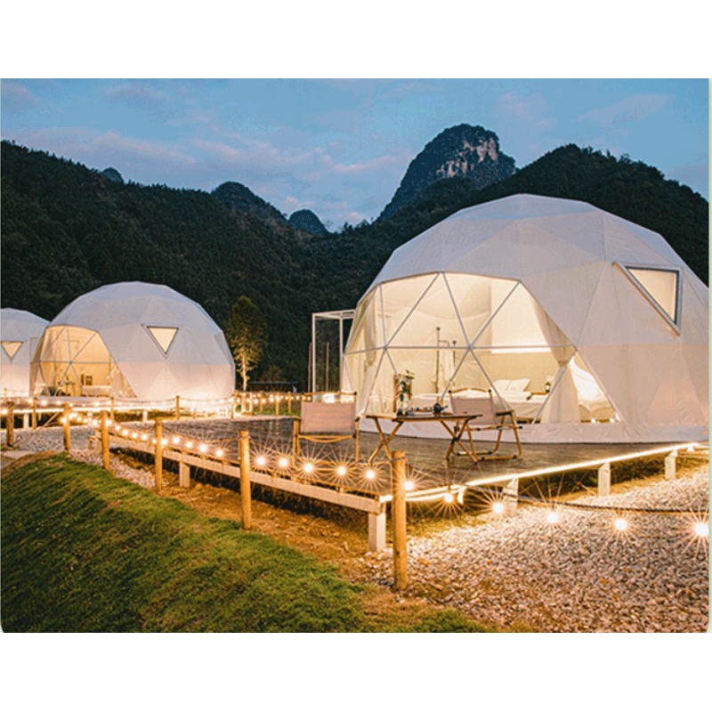 Geodesic Dome Hotel Tent - Customized 6M Outdoor Glamping Pre-Decoration & Flat Pack Steel Container
